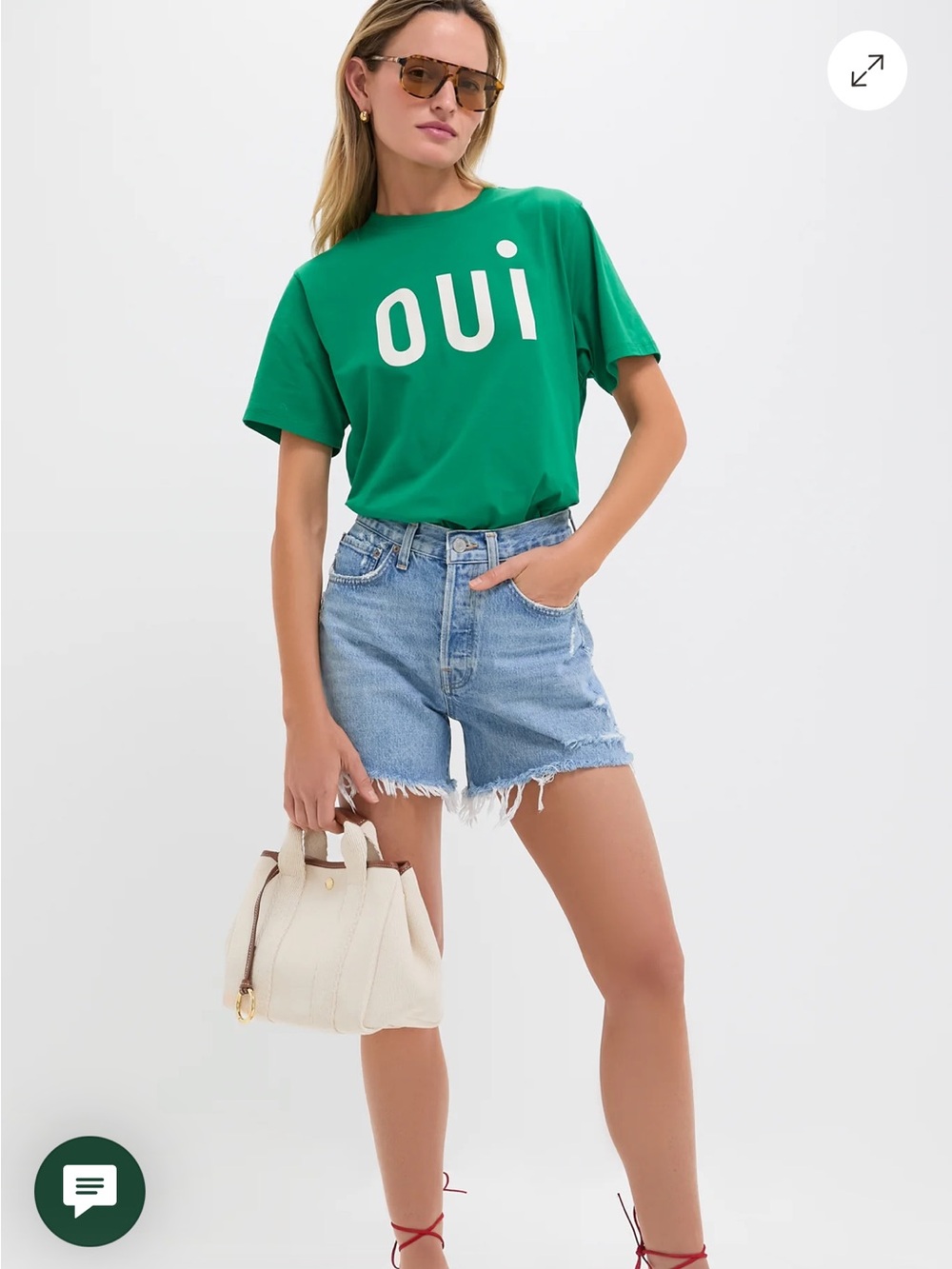 Clare V Green Apple Original OUI T Shirt Women’s Small